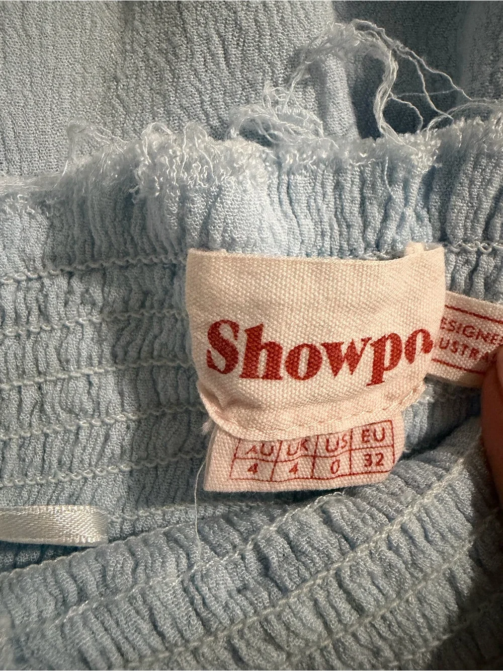 Showpo Light Blue Smocked Crop Top & Ruffle Tiered Skirt Set